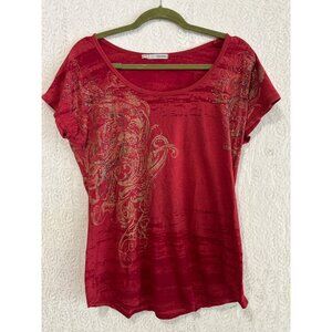 Red Graphic Rhinestone Short Sleeve Top – Maurices